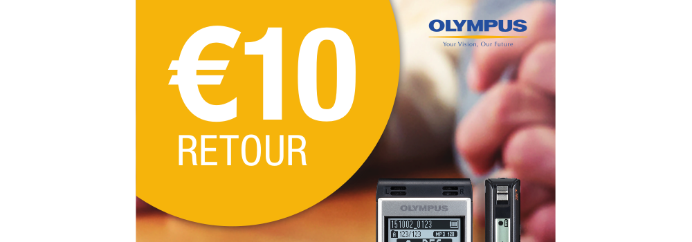 10 Euro cashback bij Olympus WS of VP audiorecorder!